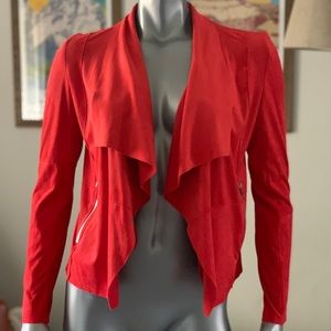 Faux Suede Open Front Draped Jacket